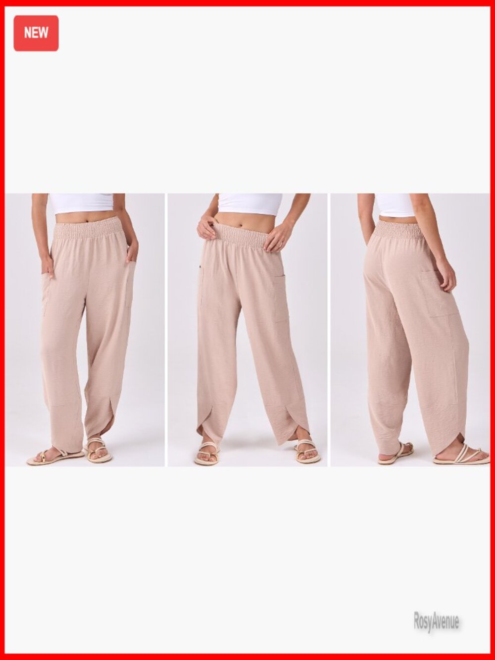 Wide Leg Palazzo Pants High Waisted Loose Fit Cropped Casual Lounge - Picture 7 of 7